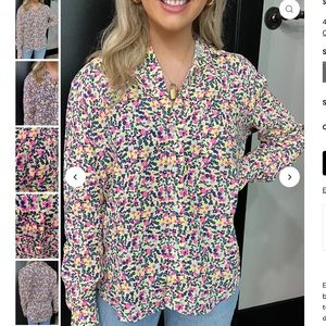 Frank & Eileen Neon Floral Blouse